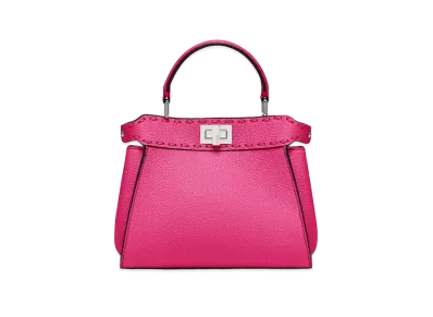 FENDI Peekaboo Mini Selleria Bag With Oversized Topstitching "Fuchsia Pink"
