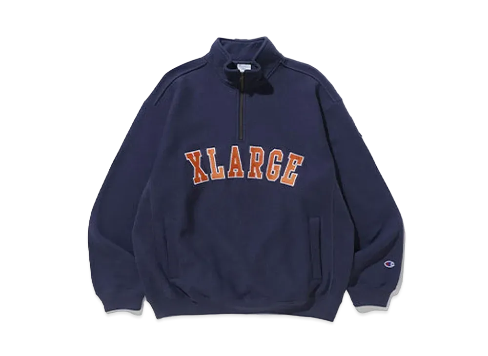 XLARGE x Champion Reverse Weave Half Zip Pullover Sweat "Navy"