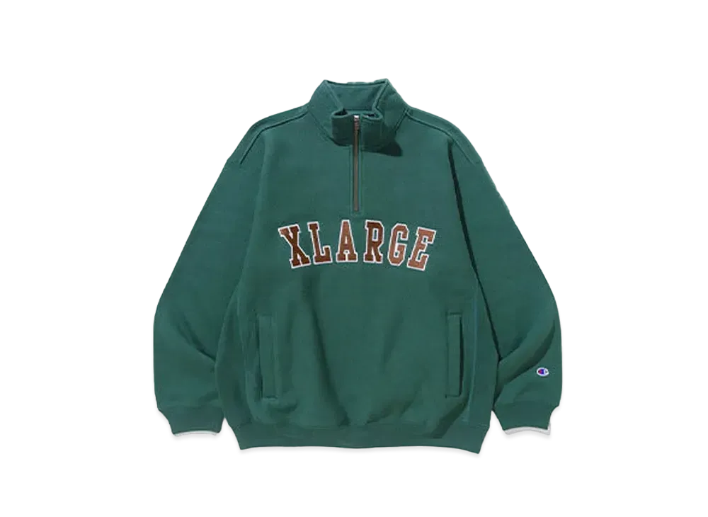 エクストララージ x チャンピオン リバース ウィーブ ハーフ ジップ プルオーバー スウェット "グリーン"
