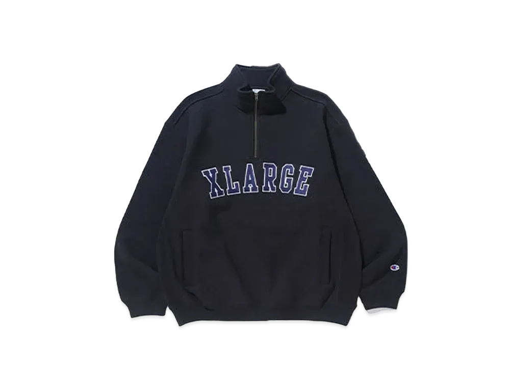 XLARGE x Champion Reverse Weave Half Zip Pullover Sweat "Black"