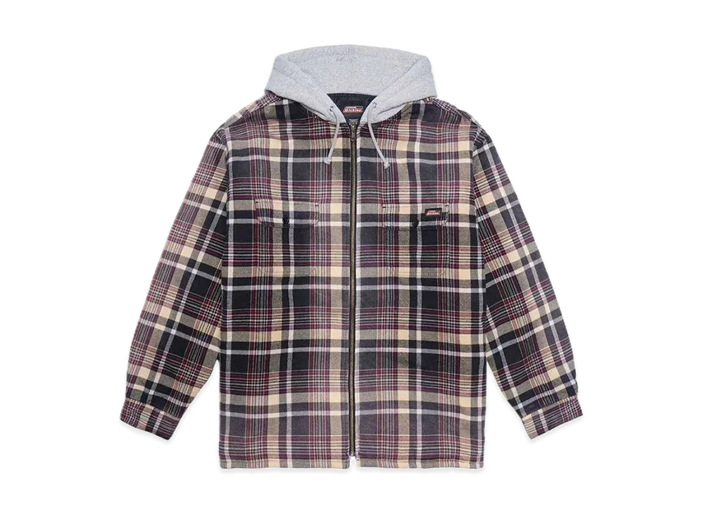 Supreme x Dickies Plaid Hooded Zip Up Shirt "Black"