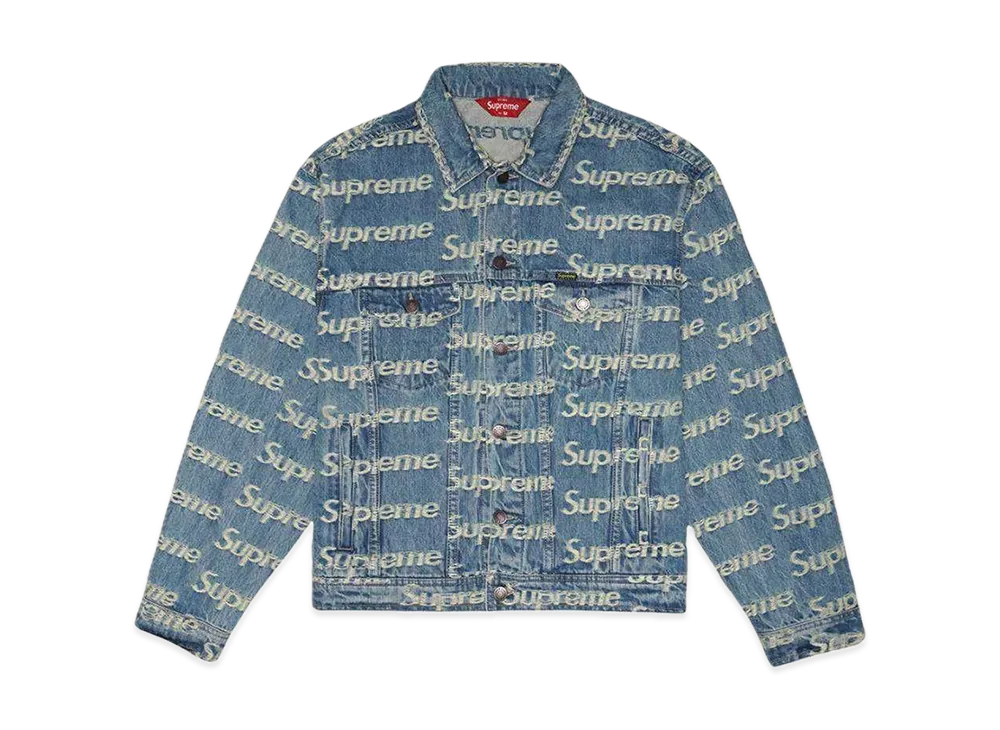 Supreme Frayed Logos Denim Trucker Jacket "Blue"