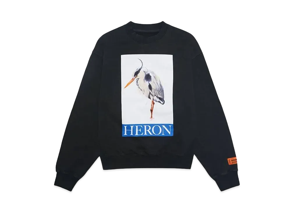 HERON PRESTON HERON BIRD PAINTED CREWNECK "BLACK BLUE"