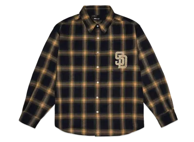 WIND AND SEA x MLB San Diego Padres Check Shirt "Navy Yellow"
