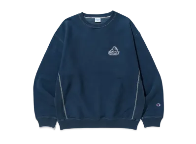 XLARGE x Champion Reverse Weave Overdye Crewneck Sweat "Navy"