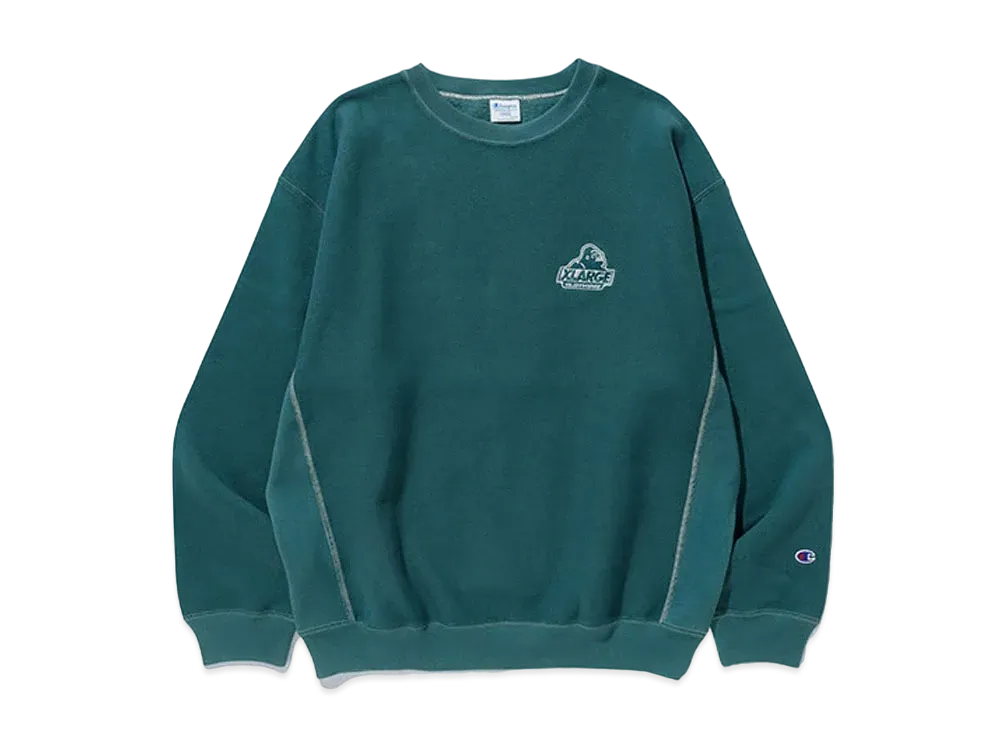 XLARGE x Champion Reverse Weave Overdye Crewneck Sweat "Green"