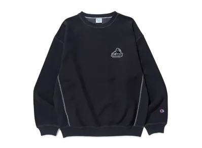 XLARGE x Champion Reverse Weave Overdye Crewneck Sweat "Black"