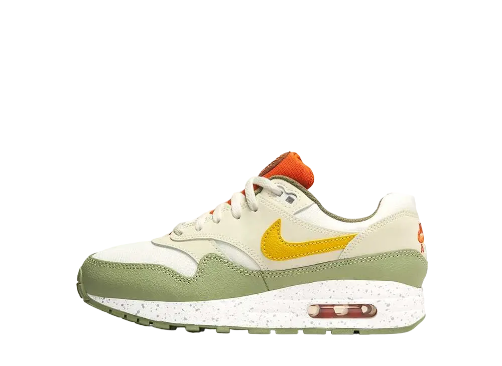 ナイキ GS エアマックス1 "サミットホワイト/オイルグリーン/ビビッドサルファー"