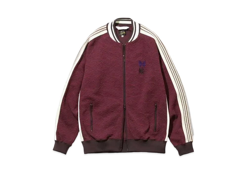 Needles x Sasquatchfabrix. Rib Collar Track Jacket -Blister jacquard Olive Branch "Dark Purple"