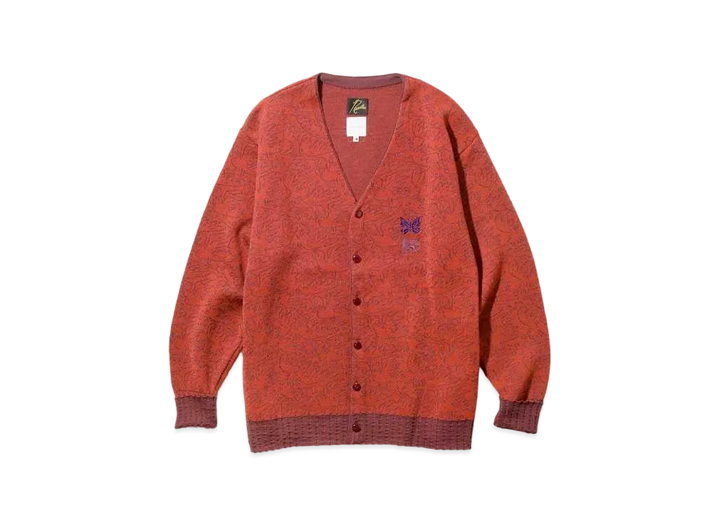 Needles x Sasquatchfabrix. V Neck Cardigan - Olive Branch "Red"