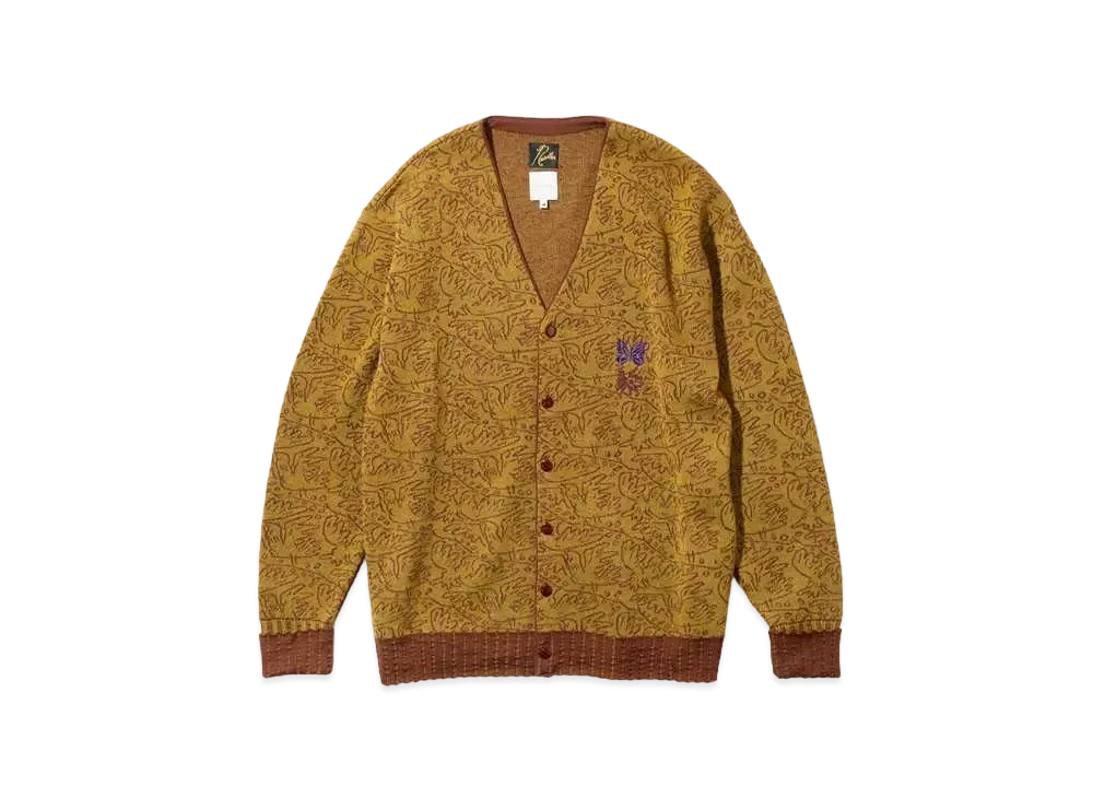 Needles x Sasquatchfabrix. V Neck Cardigan - Olive Branch "Yellow"