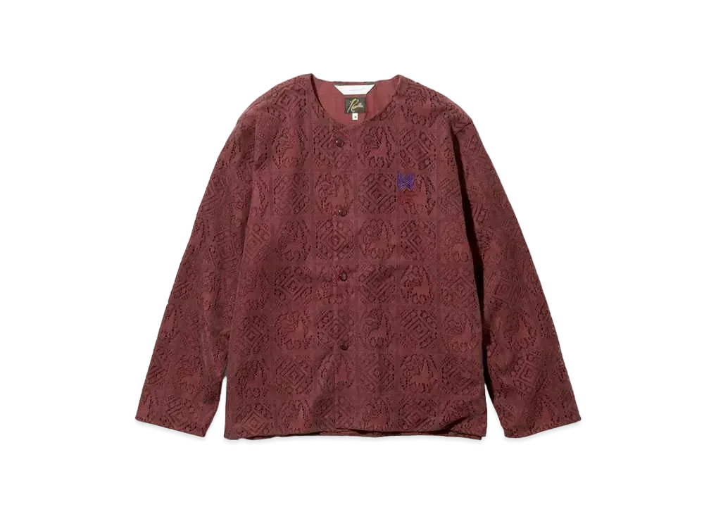 Needles x Sasquatchfabrix. Snap Cardigan Jacket - Velvet Lace "Dark Purple"