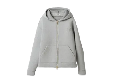 MIU MIU Embroidered Cotton Hoodie "Grey"