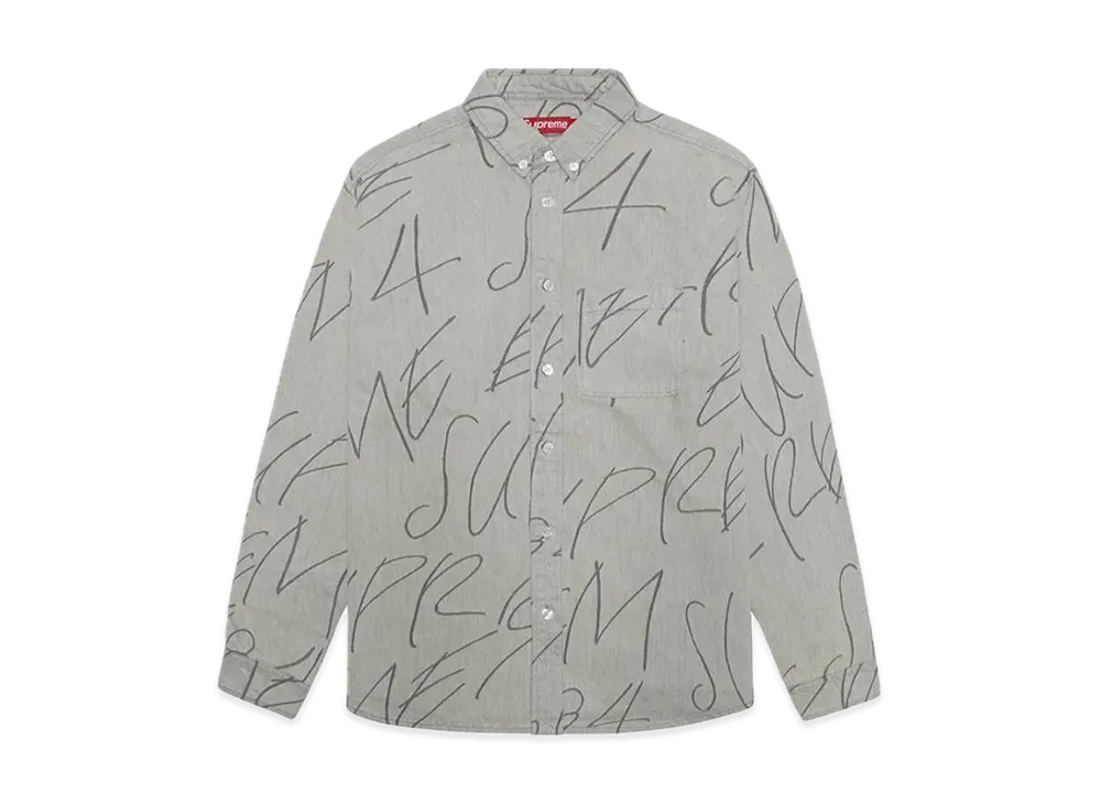 Supreme Handwriting Jacquard Denim Shirt "Dirty"