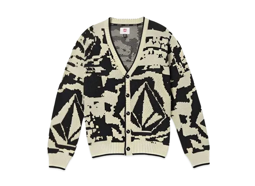 VOLCOM TOKYO TRUE COLLAGE CARDIGAN "DIRTY WHITE"