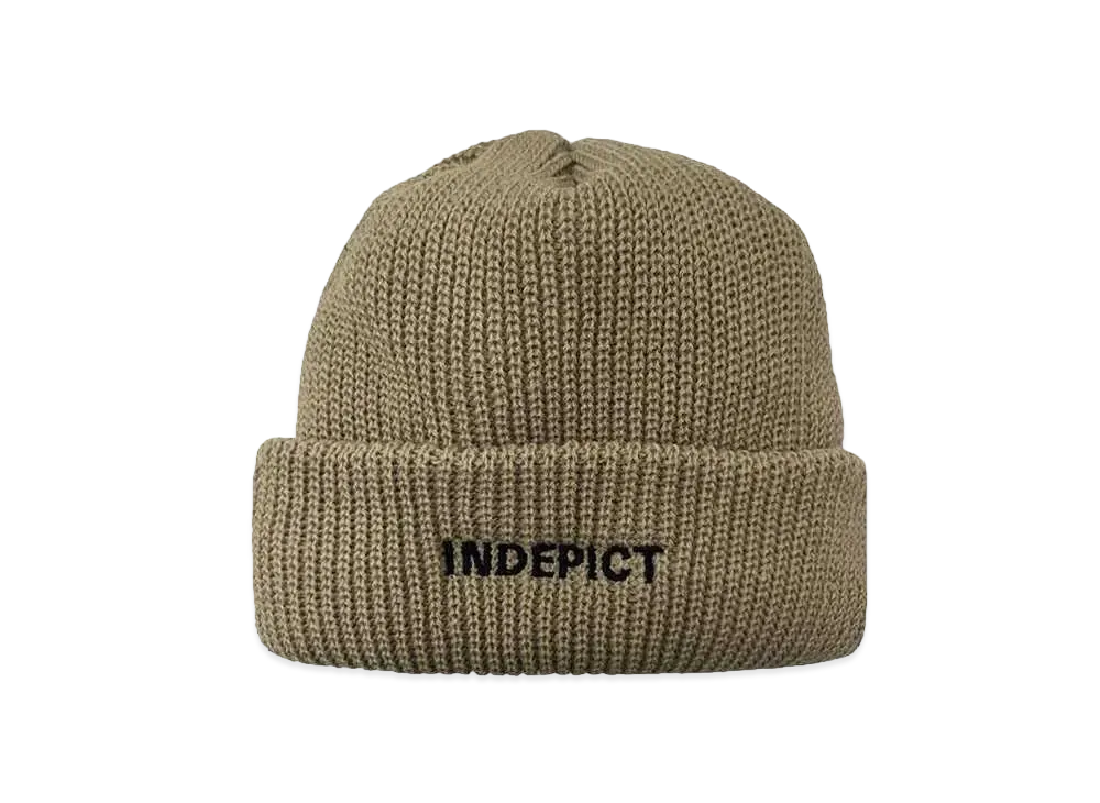 INDEPICT LOGO KNIT CAP "BEG"
