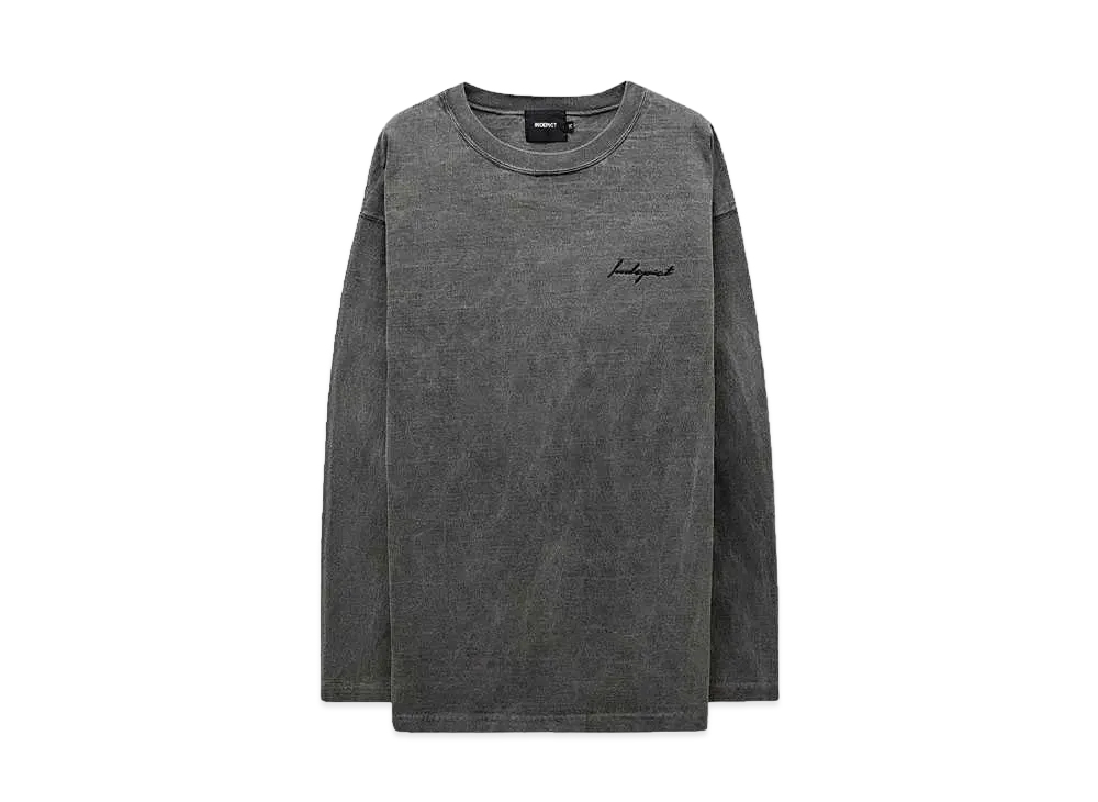 INDEPICT SMALL LOGO L/S TEE GARMENT DYE "BLK"