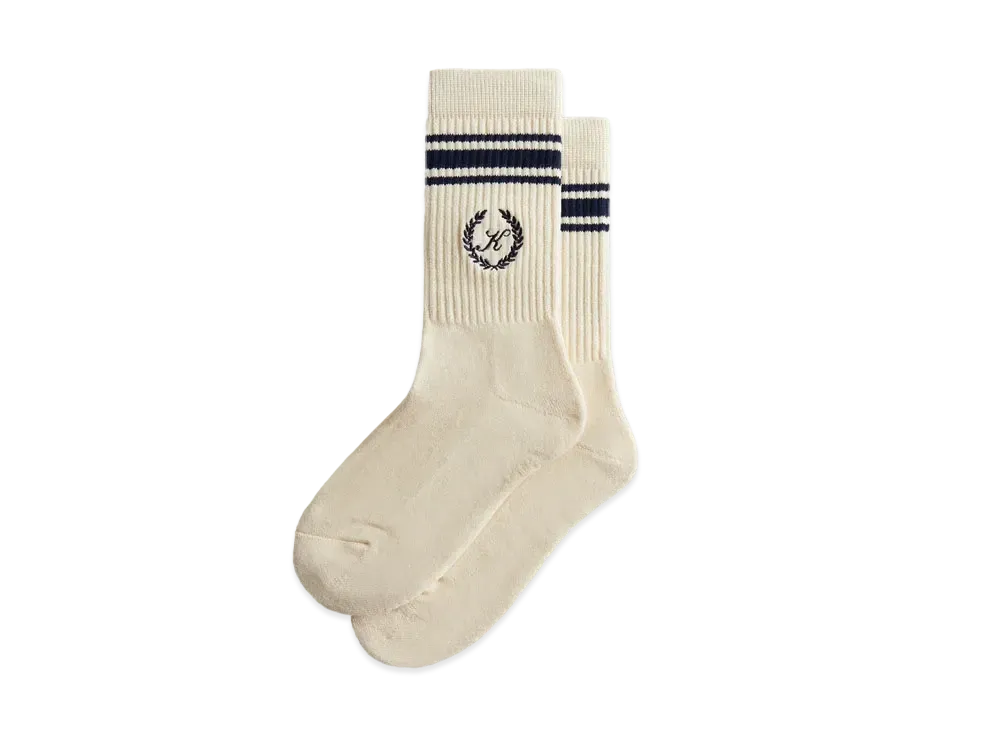 Kith Striped Script Laurel Logo Sock "Sandrift"