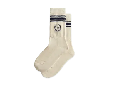 Kith Striped Script Laurel Logo Sock "Sandrift"