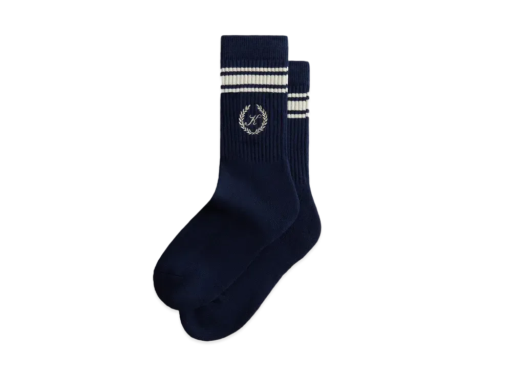 Kith Striped Script Laurel Logo Sock "Nocturnal"