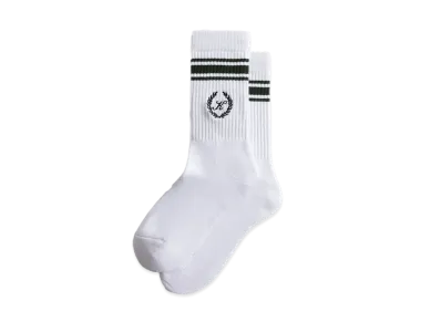 Kith Striped Script Laurel Logo Sock "White"