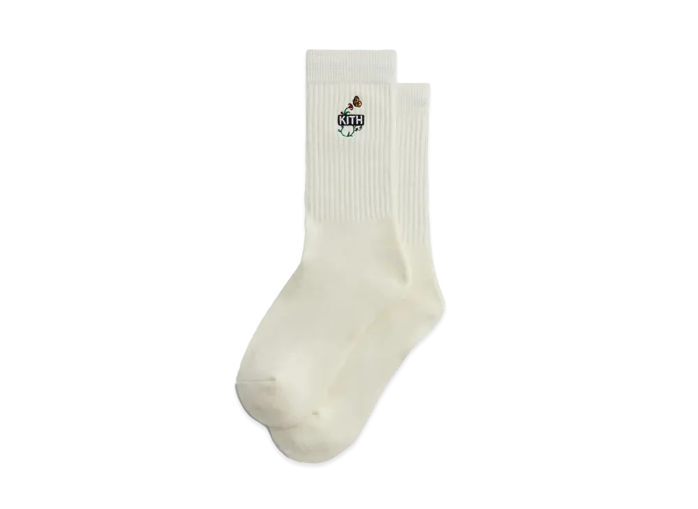 Kith Butterfly Classic Logo Socks "White"