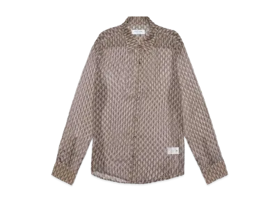 Marine Serre MOON DIAMANT SILK CREPON BUTTON UP SHIRT "BEIGE"
