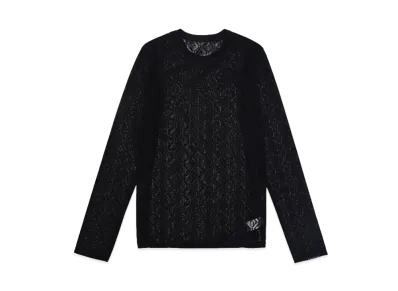 Marine Serre MOON DIAMANT MESH JACQUARD LONG SLEEVES TOP "BLACK"