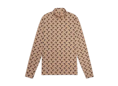 Marine Serre REGENERATED ALL OVER MOON JERESEY SECOND SKIN TOP "TAN"
