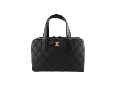 CHANEL Wild Stitch Coco Mark Hand Bag Calfskin "Black/Gold"