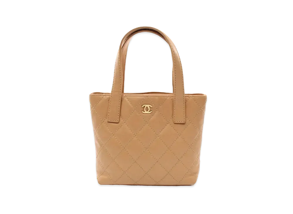 CHANEL Wild Stitch Coco Mark Hand Bag Calfskin "Gold/Gold"