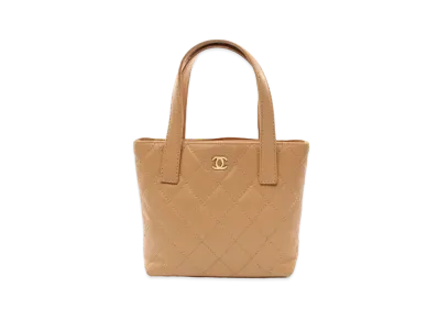 CHANEL Wild Stitch Coco Mark Hand Bag Calfskin "Gold/Gold"