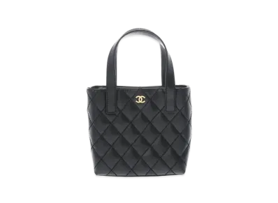 CHANEL Wild Stitch Coco Mark Hand Bag Calfskin "Black/Black/Gold"