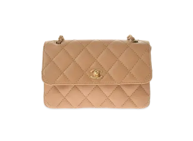 CHANEL Wild Stitch Coco Mark Flap Chain Shoulder Calfskin "Beige/Gold"