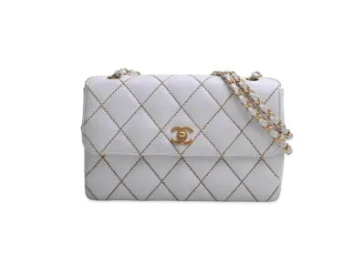 CHANEL Wild Stitch Coco Mark Flap Chain Shoulder Calfskin "White/Gold"