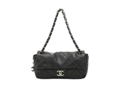CHANEL Wild Stitch Coco Mark Flap Chain Shoulder Calfskin "Black/Silver"