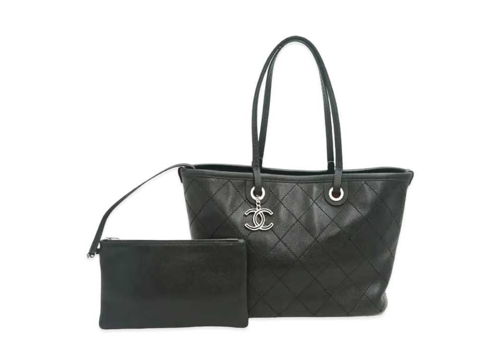 CHANEL Wild Stitch On The Road Tote Bag Caviarskin "Black/Silver"