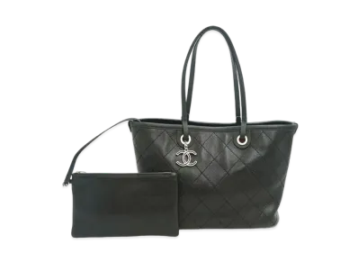 CHANEL Wild Stitch On The Road Tote Bag Caviarskin "Black/Silver"