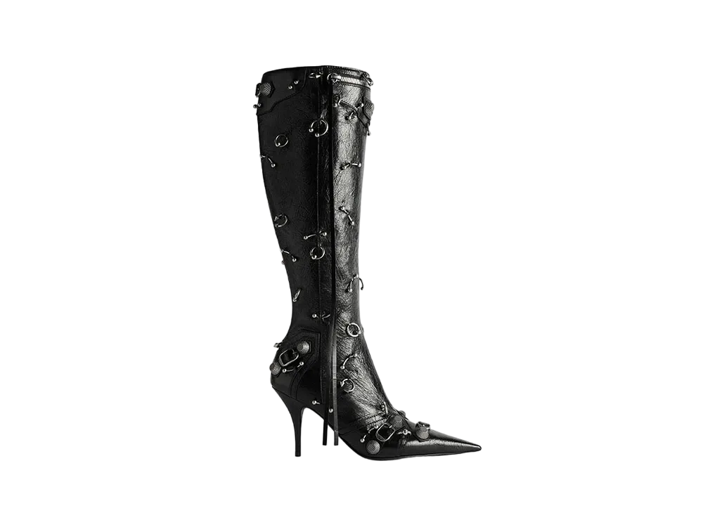 BALENCIAGA Women's Cagole 90mm Boot With Piercings "Black"