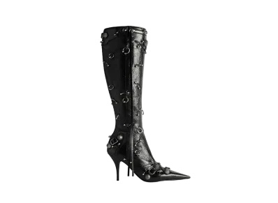 BALENCIAGA Women's Cagole 90mm Boot With Piercings "Black"