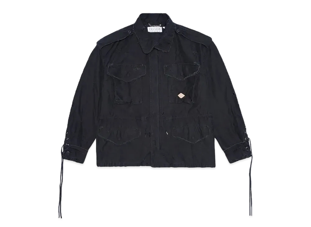 el conductorH DISTRESSED COTTON LACEUP FIELD JKT "BK"