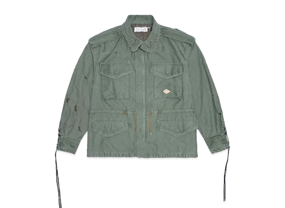 el conductorH DISTRESSED COTTON LACEUP FIELD JKT "OLIVE"