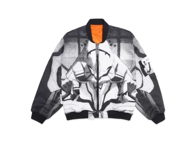 EVANGELION x F.M.C.D. DOUBLE FACE PADDED BOMBER JACKET VINT AGE WASH "BLACK"