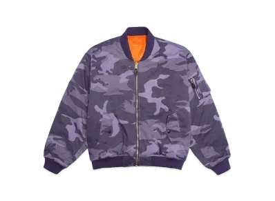 EVANGELION x F.M.C.D. DOUBLE FACE PADDED BOMBER JACKET VINT AGE WASH "PUPLE CAMO"