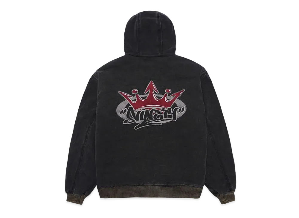 9090 King Logo Vintage Hooded Work Jacket "Black"