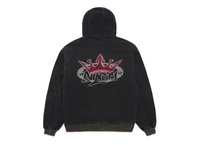 9090 King Logo Vintage Hooded Work Jacket "Black"