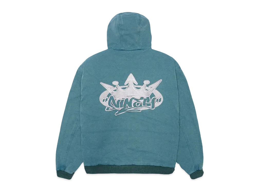 9090 King Logo Vintage Hooded Work Jacket "Turquoise Blue"