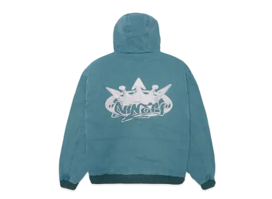 9090 King Logo Vintage Hooded Work Jacket "Turquoise Blue"