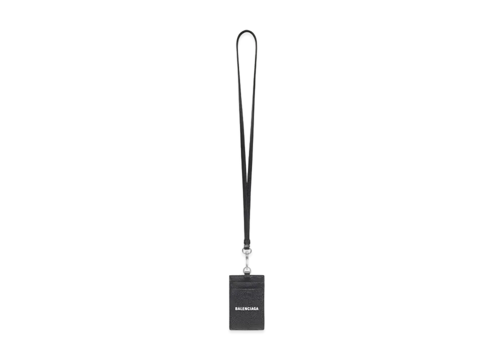 BALENCIAGA Cash Card and Badge Holder Grained Calfskin "Black"