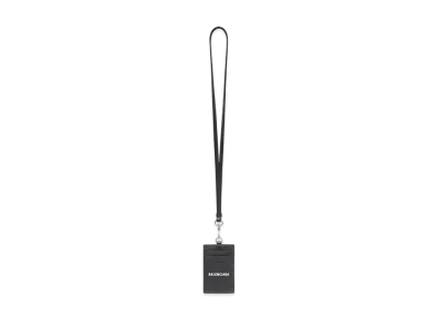BALENCIAGA Cash Card and Badge Holder Grained Calfskin "Black"